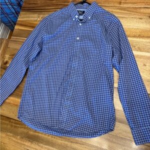 Original Penguin Navy and White Checkered Men's Shirt